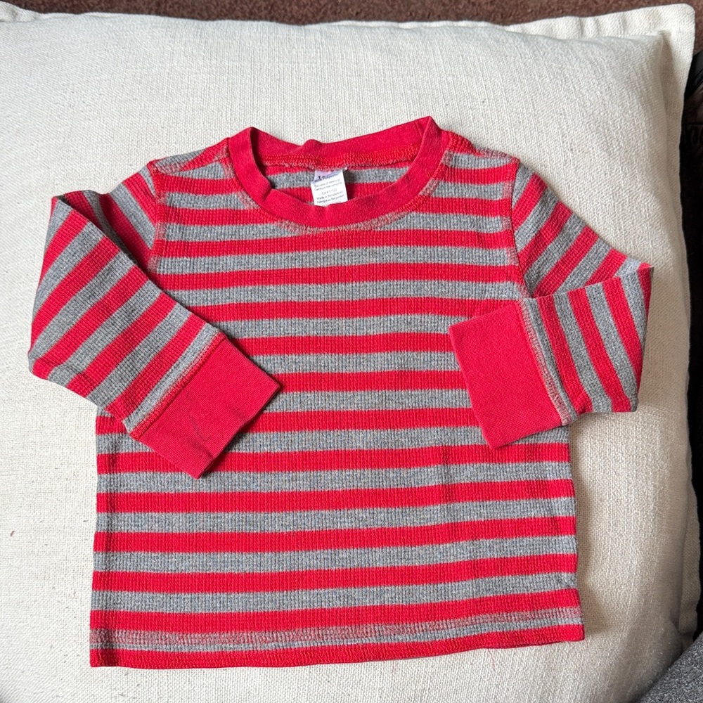 George Red and Gray Striped Kids Long Sleeve Tee